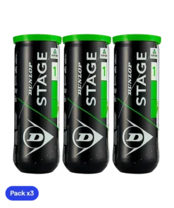 Pelotas Dunlop Stage 1 Verde Tenis (Pack x3)