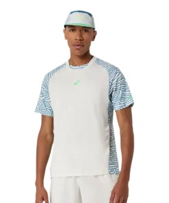 Camiseta Asics Padel Court All Over Print SS Top Cream/Saba Blue 2026