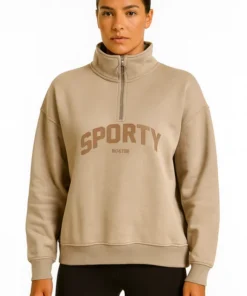 POLERÓN OVERSIZE MUJER HALF ZIP SPORTY T/U