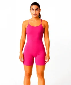 BODY DEPORTIVO VIBE CORTO MUJER ESPALDA DESCUBIERTA FUCSIA T/U