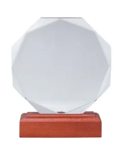 GALVANO CRISTAL OCTAGONAL BASE DE MADERA YLN-72-21 CM