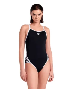 TRAJE DE BAÑO MUJER ARENA ICONS SUPER FLY BACK SOLID BLACK-WHITE