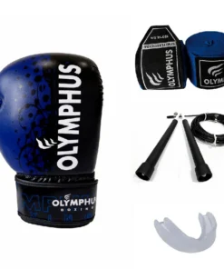 KIT BOXEO OLYMPHUS (GUANTES+VENDAS+BUCAL+CUERDA) AZUL