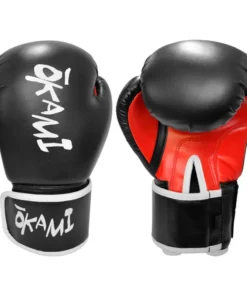 GUANTE BOX OKAMI PRO-PU NEGRO/ROJO 10 OZ
