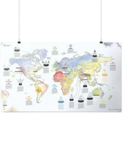 Awesome Maps – Mapa en póster del mapa mundial de yoga reescribible
