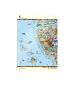 Mapas impresionantes – Póster Mapa de zonas de surf de la costa oeste de EE. UU.