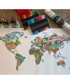 Awesome Maps – Mapa mundial para colorear Póster