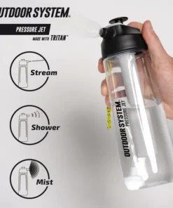 Outdoor System – Botella de agua multifunción – Chorro a presión 700ML – Negro