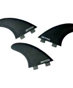 SURF SYSTEM – 3 Quillas Fiberglass Honeycomb compatibles con FCS – Talla M – Smoke