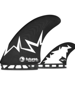 FUTURES – T&C Glenn Pang Twin Fins + Trailer Fin – Black & White