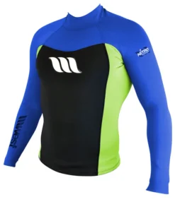 WEST – Camiseta de neopreno de manga larga para niño – Chaqueta Nitro 1mm – Azul real/Limón