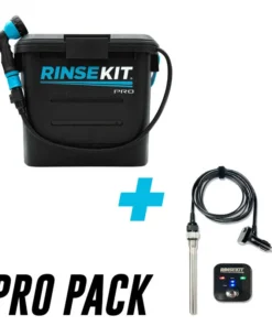 RINSEKIT PRO PACK – Ducha portátil independiente (con Batería) + Hot Rod Calefactor – Negro