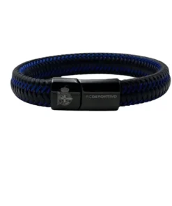 PULSERA PIEL RC DEPORTIVO – AZUL Y NEGRA