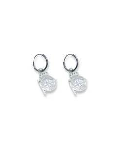 PENDIENTES ARO Y ESCUDO DEPORTIVO – PLATA