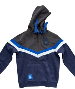 SUDADERA PREMIUM CON CUSTOMIZACION BORDADA CON CREMALLERA – AZUL MARINO Y GRIS