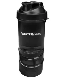 Shaker Negro 400ml Con Mezclador y Compartimientos