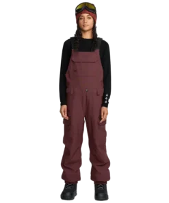 Volcom Creston 3D Stretch Bib oxblood peto de snowboard de mujer