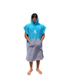 Poncho Spicy Microfibra – Turquoise / Grey