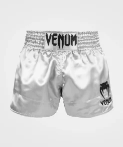 Short Boxeo Tailandés Venum Classic Plata/Negro