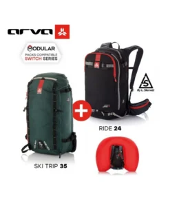 AIRBAG SWITCH ADVENTURE BUNDLE – RIDE24 BLACK+ST35 – Pack modular de mochila airbag – Arva