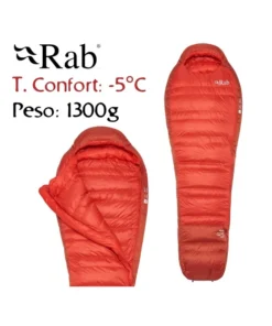 Alpine -12 Regular LZ (Dark Horizon/Tuscan Red) – Saco de dormir de plumas ligero – Rab