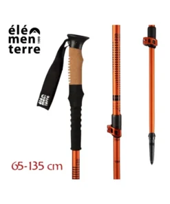 Apagado (Naranja/Negro) – Bastón de trekking de corcho con cierre rápido – Elementerre