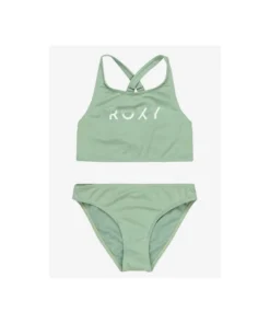 Bikini Roxy Solid Active Rg Crop Top Set Para Niña