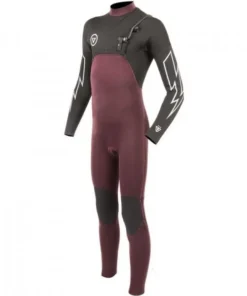 Vissla Seven seas bolt 3/2 full chest zip wine neopreno de niño