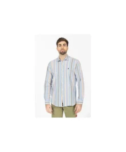 Camisa El Pulpo Rayas Multicolor Lino Para Hombre