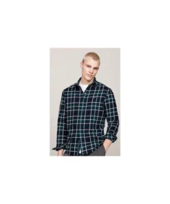 Camisa Tommy Hilfiger Cuadros Amplia Para Hombre