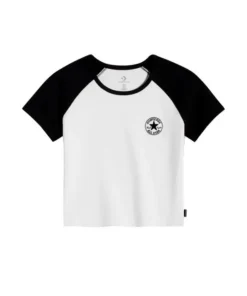 Camiseta Mujer Converse Raglan Blanca Negra
