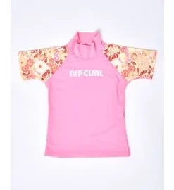 Camiseta de protección solar Rip Curl Girls UV SS Rosa (2-6 años)