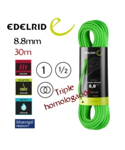 Canary Pro Dry 8,6 mm 30m (Neon Green) – Cuerda triple homologación – Edelrid