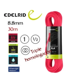 Canary Pro Dry 8,6 mm 30m (Pink) – Cuerda triple homologación – Edelrid