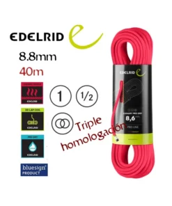 Canary Pro Dry 8,8 mm 40m (Pink) – Cuerda triple homologación – Edelrid