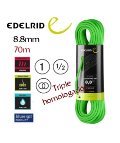Canary Pro Dry 8,6 mm 70m (Neon Green) – Cuerda triple homologación – Edelrid