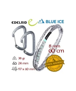 cinta extensible 60 cm con mosquetones pure wire – blue ice / edelrid