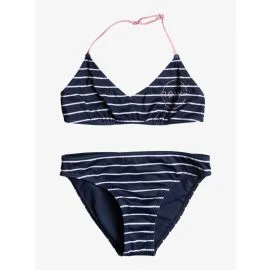 Conjunto de bikini triangular Roxy Girl Bico Basic Stripe Azul Marino (6-16 años)