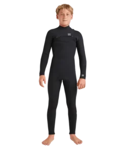 Billabong Foil 4/3mm chest zip GBS black traje de neopreno de niño