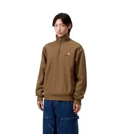 Sudadera con cremallera parcial Carhartt WIP American Script Hamilton Brown