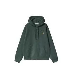 Sudadera con capucha y cremallera Carhartt WIP Hooded American Script Jacket Kale Green