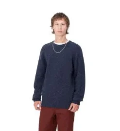 Jersey Carhartt WIP Anglistic Sweater Speckled Air Force Blue