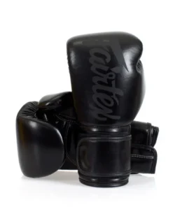 Guantes de boxeo de entrenamiento Fairtex Solid Black 100% cuero