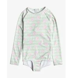 Licra de manga larga Roxy Hibiline Kids Blanco-Verde Floral (2-7 años)