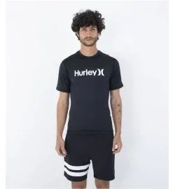Licra de protección solar Hurley One and Only Quickdry Rashguard SS UPF 50+ Negra