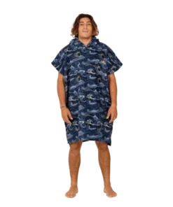 After Essentials Japan Waves midnight poncho