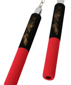 Nunchaku con Cadena de Espuma Negro/Rojo