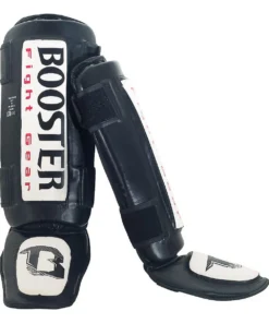 Espinilleras y protector de pie Thai Striker Negro/Blanco