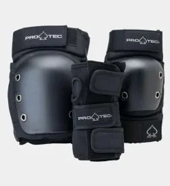 Set de Protecciones de Skate Pro-Tec Pads Street Adult 3 Pack Pad Set Open Negro