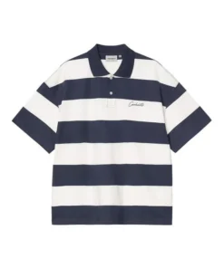Polo Hombre Carhartt WIP Delray Azul Blanco